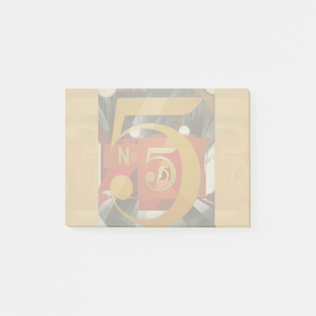 Modern Art Cubist Demuth Figure 5 in Gold Post-it Notes (Front)