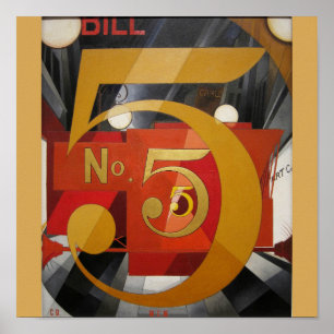 Modern Art Cubist Demuth Figure 5 in Gold Poster