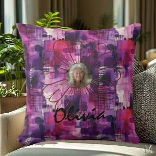 Modern Art Custom Photo Pillow in Purple Abstract