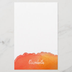 Modern art cute orange watercolor personalised stationery