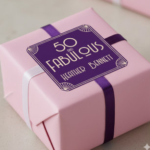 Modern Art Deco 50 and Fabulous Birthday Square Sticker