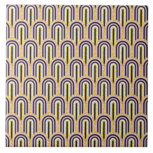 Modern Art Deco Arches Pattern Gold Glitter Tile