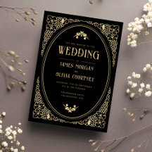 Modern Art Deco Black and Gold Wedding
