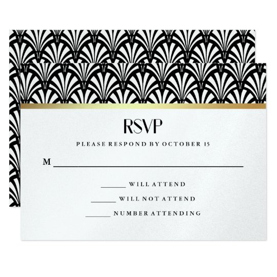 Modern Art Deco | Black and White Wedding RSVP Card