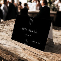 Modern Art Deco Black Wedding Place Cards / EVERLY