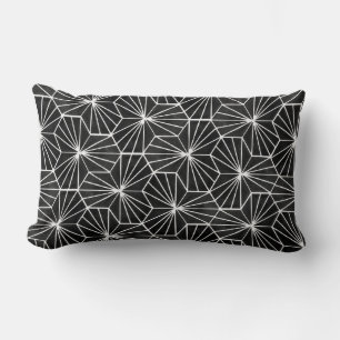 Modern Art Deco Black White Geometrical Pattern Lumbar Pillow