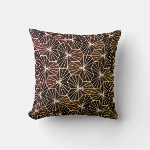Modern Art Deco Brown White Geometric Pattern Throw Pillow