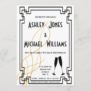 Modern Art Deco Cordial Wedding Invitation