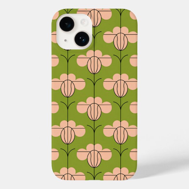 Modern Art Deco Floral Pattern - Pink Petals Case-Mate iPhone Case (Back)