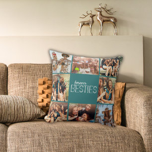 Modern Art Deco Forever Besties Editable Overlay  Throw Pillow