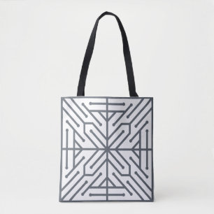 Modern Art Deco Geometric Tech Circuit Pattern Tote Bag