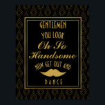 Modern art deco Gold & Black GENTLEMEN BATHROOM Poster<br><div class="desc">Elegant art deco Gold & Black GENTLEMEN BATHROOM wedding sign</div>