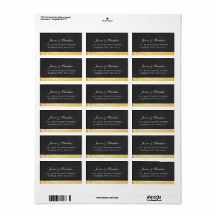 Modern Art Deco Gold Wedding RSVP Address Label