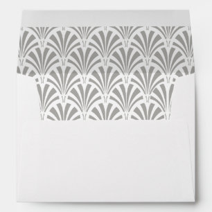 Modern Art Deco   Grey and White Wedding Envelopes