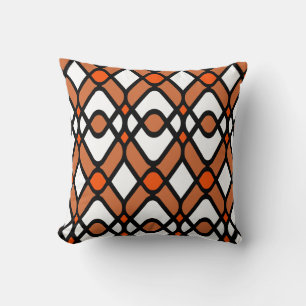Modern Art Deco in Orange and Black Throw Pillow