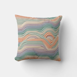 Modern Art Deco-InspiDesign with Wavy Pastel Strip Throw Pillow