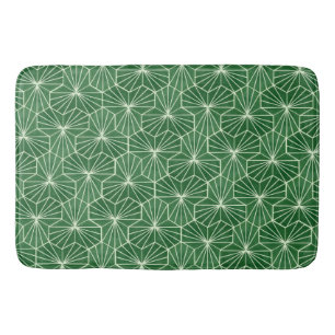 Modern Art Deco Lime Green Geometrical Pattern Bath Mat