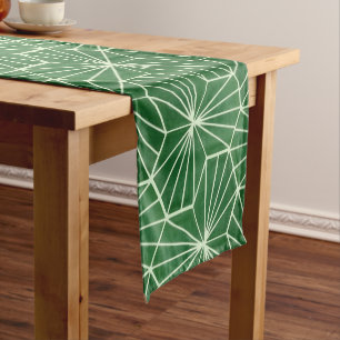 Modern Art Deco Lime Green Geometrical Pattern Short Table Runner