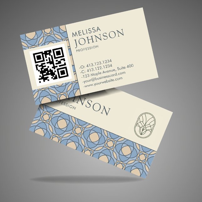 Modern Art Deco Pattern QR Code Business Card (Creator Uploaded)