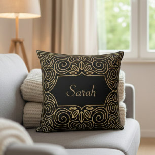 Modern Art Deco Personalized Pillow