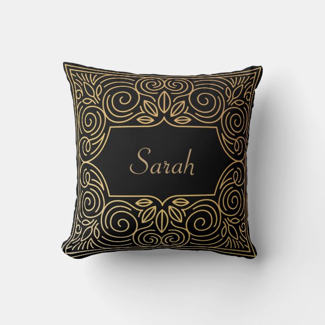 Modern Art Deco Personalized Pillow (Front)