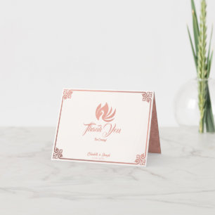 Modern Art Deco Pink Swan Wedding Folded Thank You Card