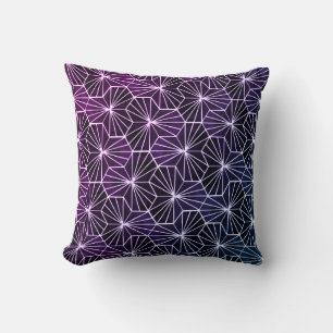 Modern Art Deco Purple White Geometric Pattern Throw Pillow