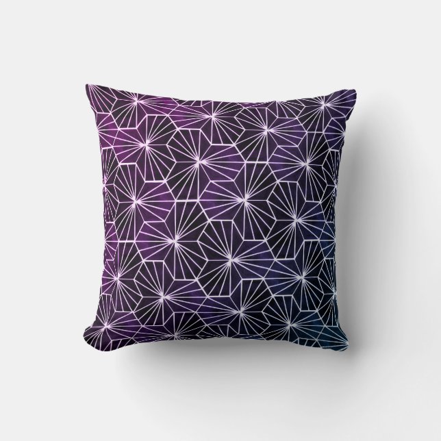 Modern Art Deco Purple White Geometric Pattern Throw Pillow (Front)