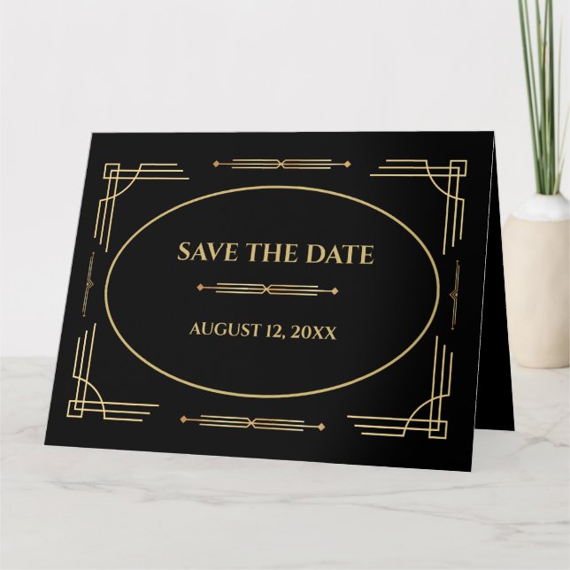 Modern Art Deco Save The Date Invitation  (Front)
