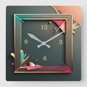 Modern Art Deco Square Wall Clock
