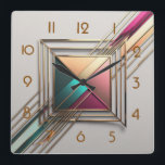 Modern Art Deco Square Wall Clock<br><div class="desc">Great clock design. You will love it like others. Be free to use this design for other product you like or to customize and add your text. Follow me for more. Thank you. Have a nice day.</div>