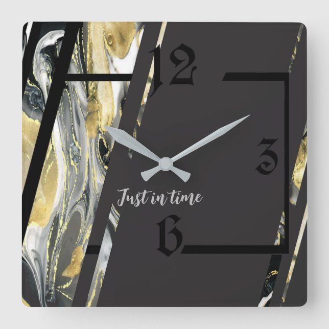 Modern Art Deco Square Wall Clock (Front)