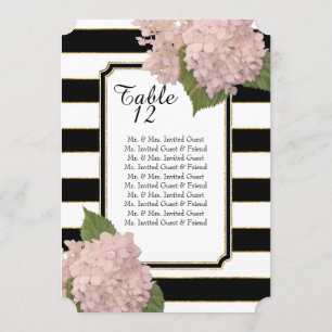 Modern Art Deco Style Hydrangea Table Seating List Invitation