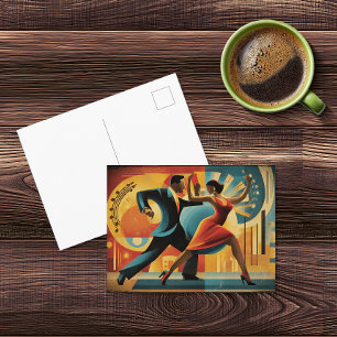 Modern Art Deco Tango Dancers Postcard