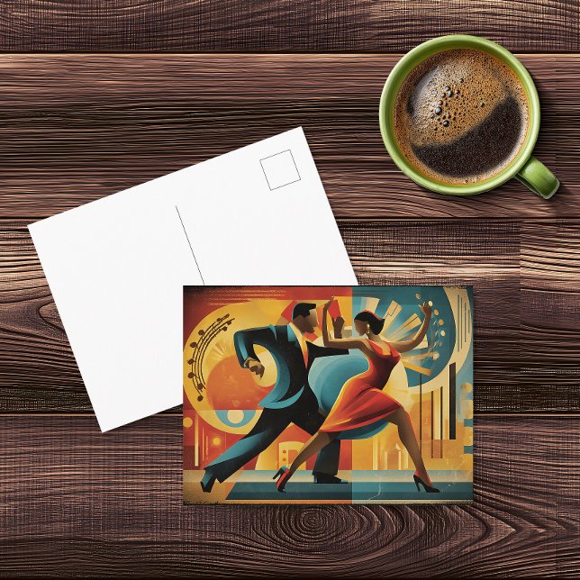 Modern Art Deco Tango Dancers Postcard (Creator Uploaded)