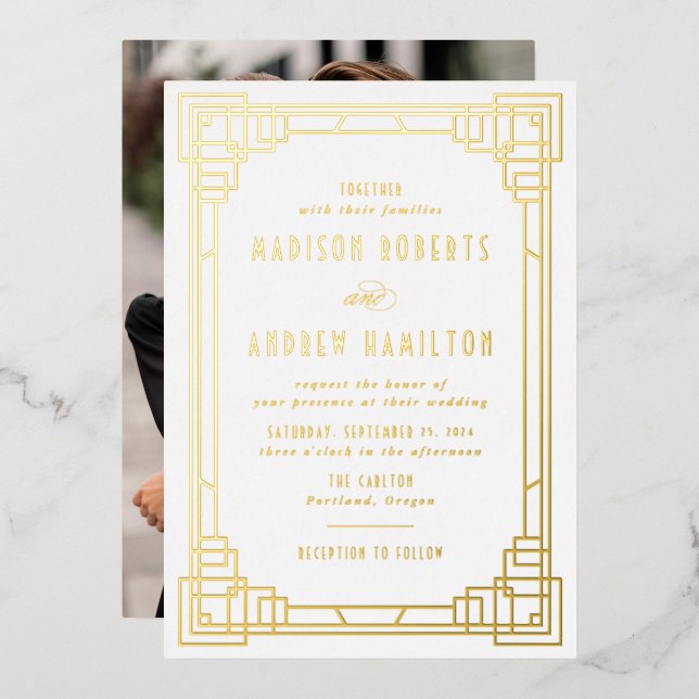 Modern Art Deco Wedding Gold (Front/Back)