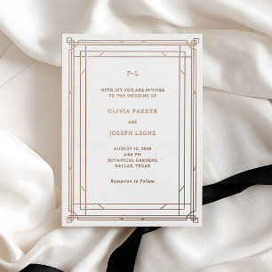Modern Art Deco Wedding White and Rose Gold