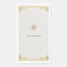 Modern Art Deco White Gold Corporate Guest Towel