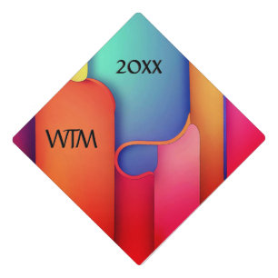 Modern Art Design Folds of Colour Monogram Year Graduation Cap Topper