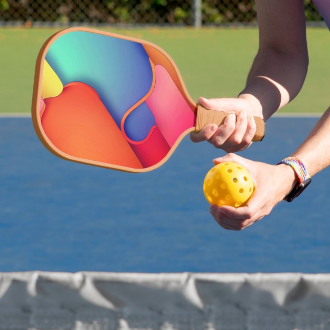 Modern Art Design Folds of Colour Pickleball Paddle (Insitu)