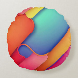 Modern Art Design Folds of Colour Round Pillow
