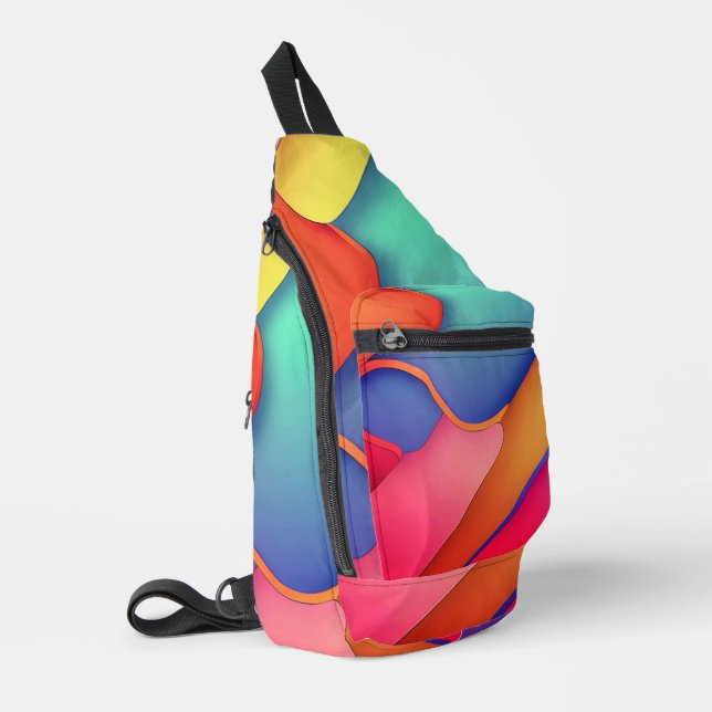 Modern Art Design Folds of Colour  Sling Bag (Left Corner)