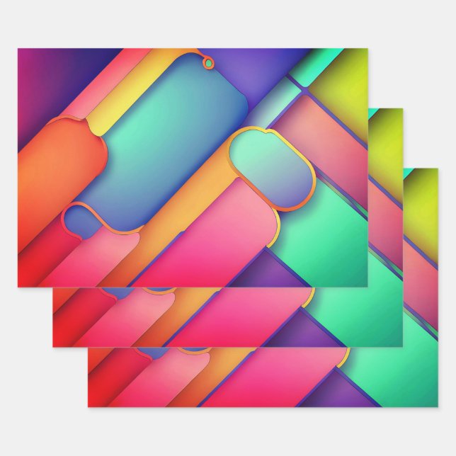 Modern Art Design Folds of Colour Wrapping Paper Sheet (Set)