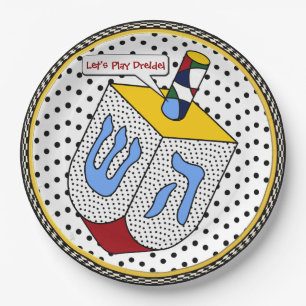 Modern Art Dreidel Gone Dotty (Personalized) Paper Plate