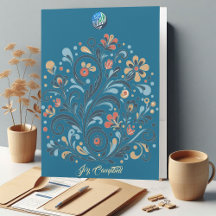 Modern Art Floral Motifs Logo Name Personalized 