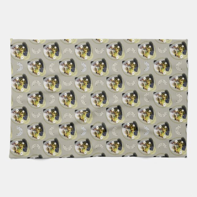 Modern Art Floral Pattern - Vibrant and Harmonious Kitchen Towel (Horizontal)