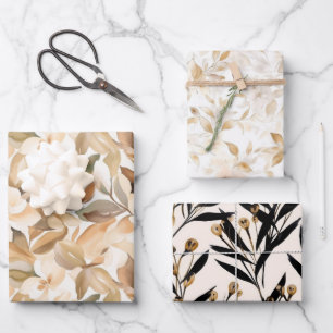 Modern Art Floral  Wrapping Paper Sheet