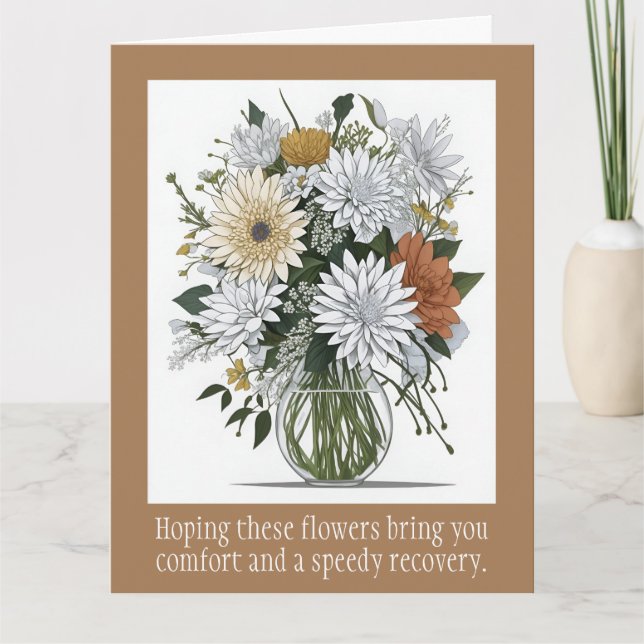 Modern Art Flower Boho Style Get Well Soon Card (Front)
