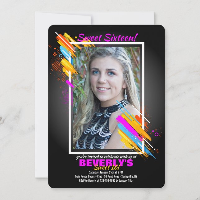 Modern Art Frame Photo Invitation (Front)