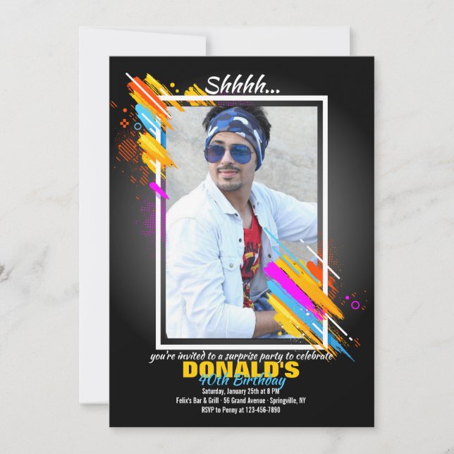 Modern Art Frame Photo Invitation (Front)